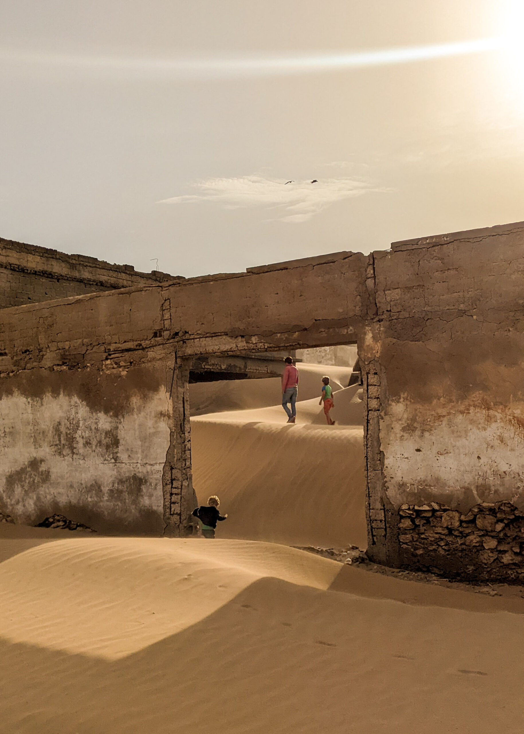 abandoned buildings lost to the sand at the northern edge of Essaouira