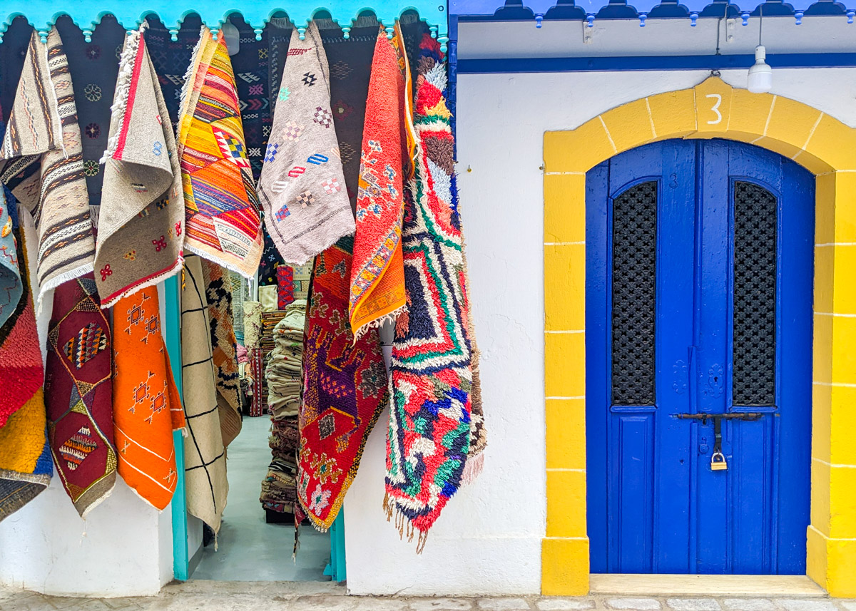 Essaouira door and rugs